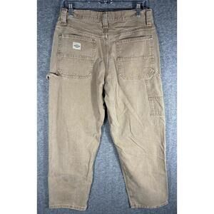 Vintage 90s Y2K Lee Dungaree Brown Canvas Relaxed Cargo Carpenter Jeans 32x30